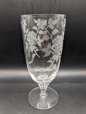 "Rose Of Picardy" by Tiffin Franciscan Stem #17507 Etch 6 3/4" Iced Tea Goblet