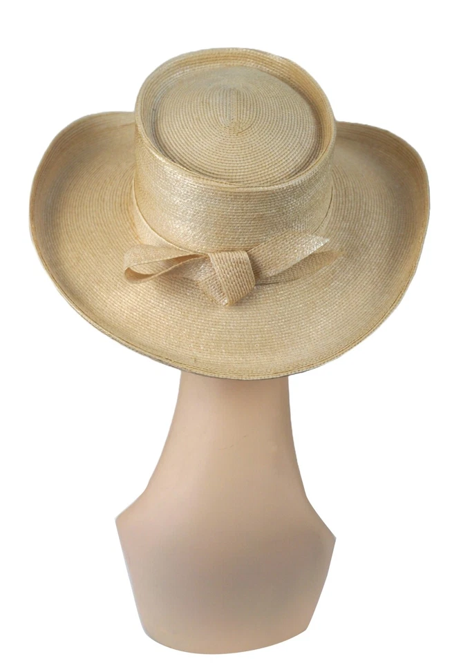 FRANK OLIVE PRIVATE COLLECTION Sz S Wide Brim Straw Sun Hat in Natural or Black - Image 2 of 4