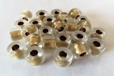 12 5 x 9 mm Czech Glass Crow Beads: Crystal - Gold Lined