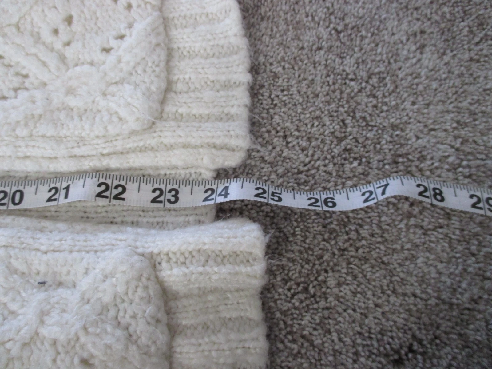 OFF WHITE Maglione con cappuccio donna avorio BKE taglia grande due bottoni acrilico anteriore lavorato a maglia