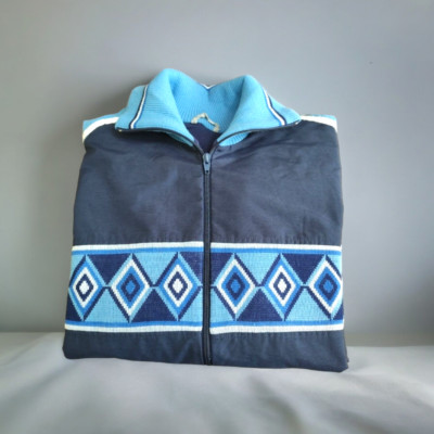 Alpin Vintage 80/90S Tracktop Jacke Blau Retro Design Gr. 50 Kleid L/XL