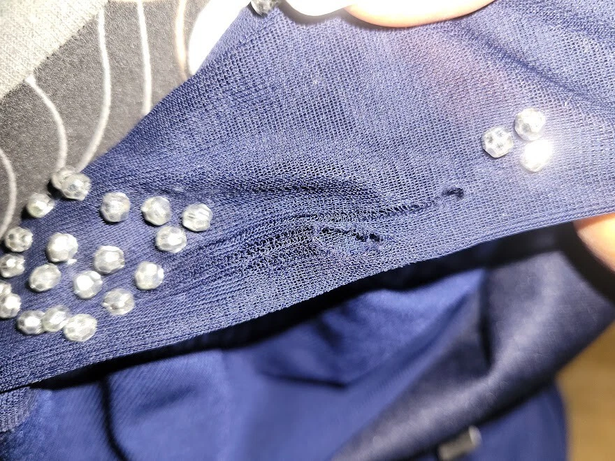 Женские брюки-туника Marina из 2 предметов комплект синие стразы рукава с бисером размер 12 - Изображение 3 из 4