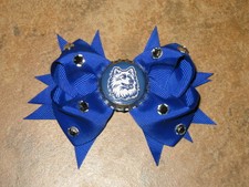 NEW "UCONN Huskies" University Connecticut Girls Ribbon Hairbow Rhinestone NCAA