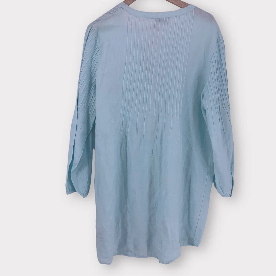 NUEVO CON ETIQUETAS Túnica Vineyard Vines Mujer Grande Azul Lino Botón Cubierta Frontal $148 Foto 2 de 4