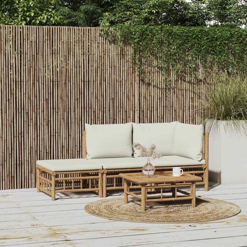 Bambus Garten Lounge Set mit Kissen Sofa Garnitur Sitzgruppe Gartenmöbel Balkon - Bild 10 von 36