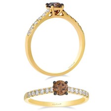 Le Vian 14K Yellow Gold Engagement Ring 0.75 cts White Chocolate Diamond Size 6