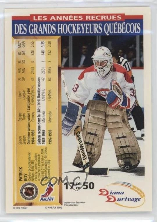 1993-94 Score Patrick Roy #17 HOF - Image 2 of 2