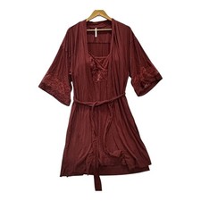 Soma Cool Nights Burgundy Lace Chemise  Robe Set XL