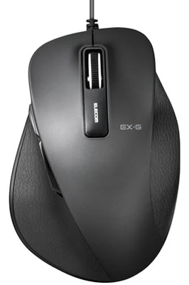 Extremity L Size of Elecom Wired Mouse Silent Grip 5 Button Black