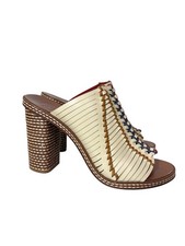 Tory Burch Pecha Woven Leather Mules Sandals Dulce de Leche Size 8
