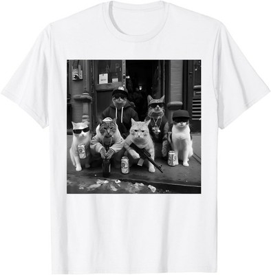 Funny Gangster Cats Street Animal Design Funny Unisex T-Shirt