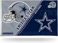 Dallas Cowboys 3x5 Feet Flag Banner, Split Design, Metal Grommets, Single...
