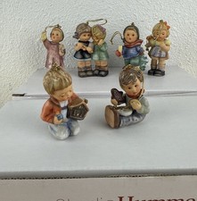 6 Studio Hummel Goebel Christmas Ornaments, Boy Girl Presents Tree 1st Nativity