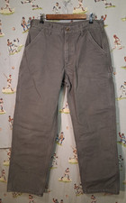    VTG Carhartt Pants B111 GVL Gray Canvas Flannel Lined Carpenter Mens 34x30