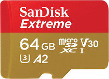 SANDISK Extreme Microsdxc Card 64GB +SD Adapter (Microsd Card for Smartphones, A