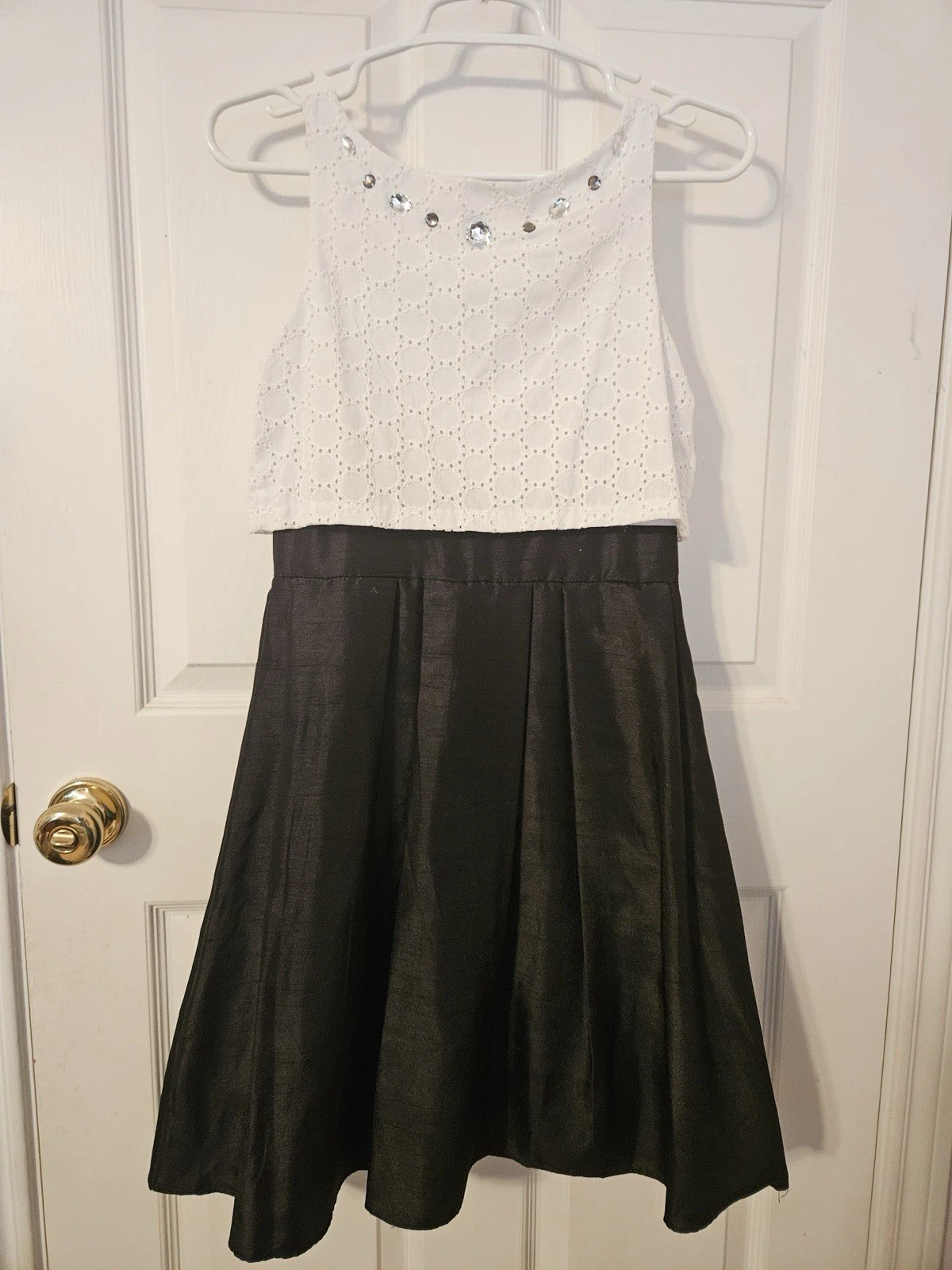 Emily West Girls White and Black Formal Layered Dress Size 16