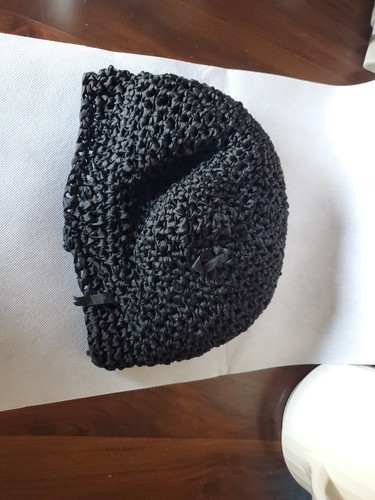 Black Woven Hat Ribbon Headband and Top Loops Vtg MCM Handmade - Picture 9 of 11