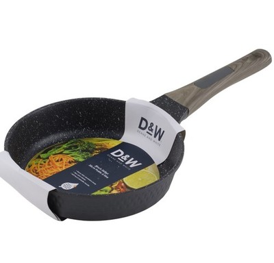 Deane and White 8'' Skillet Non Stick Frying Pan Black with Brown Handle