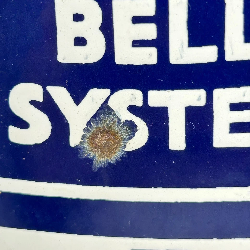 Винтажный общественный телефон звонок системы знак фарфора синий белый двусторонний - Изображение 3 из 4