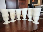 White Milk Glass 6.75" Tall Goblet Milk Shake Soda  Glass Set Of 6 Vintage
