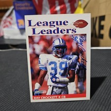 Autographed Signed Ray Crockett 1992 Fleer Football League Leaders Card #463