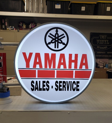 Reproduction Yamaha Sales & Service Double Sided LED Light Up Sign