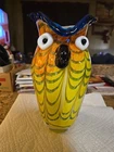 Murano Style Handblown Colorful Art Owl Pitcher New Perfect Condition 10 " Tall.