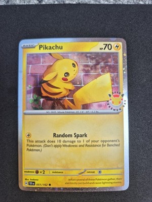 Pokemon 30th Anniversary 2026 Pikachu 051/162 Swirl Cosmo Holo Eng NM