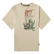 Palm Angels Upside Down Palm Tee Beige/Green PMAA066S23JER0036155 Size L