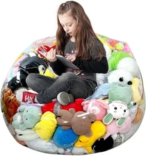 Clear Stuffed Animal Storage Bean Bag Chair Cover for Kids