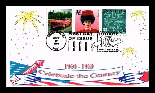 US COVER CELEBRATE CENTURY 1960S FDC STRIP OF THREE JUVELAR LIMITED EDITION