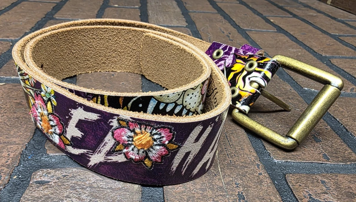 Ed Hardy By Christian Auidiger Belt Vintage Ed hardy by Christian Audigier og drip leather belt main image 3