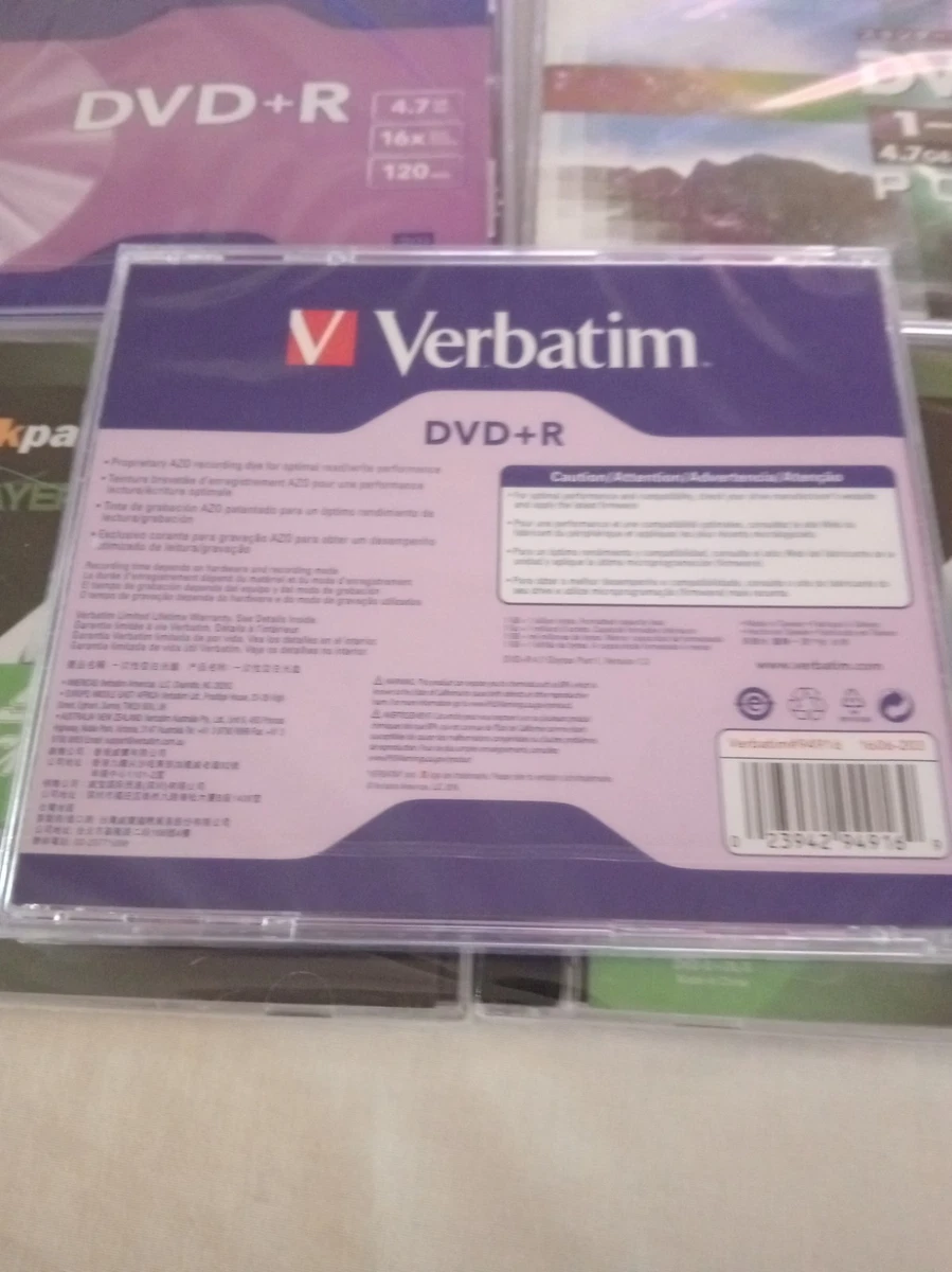 3 Verbatim DVD+R 4.7GB/16X - 1 Mitsubishi DVD+R/ 2 BUKPAK 8.4 Gig DVD +R New