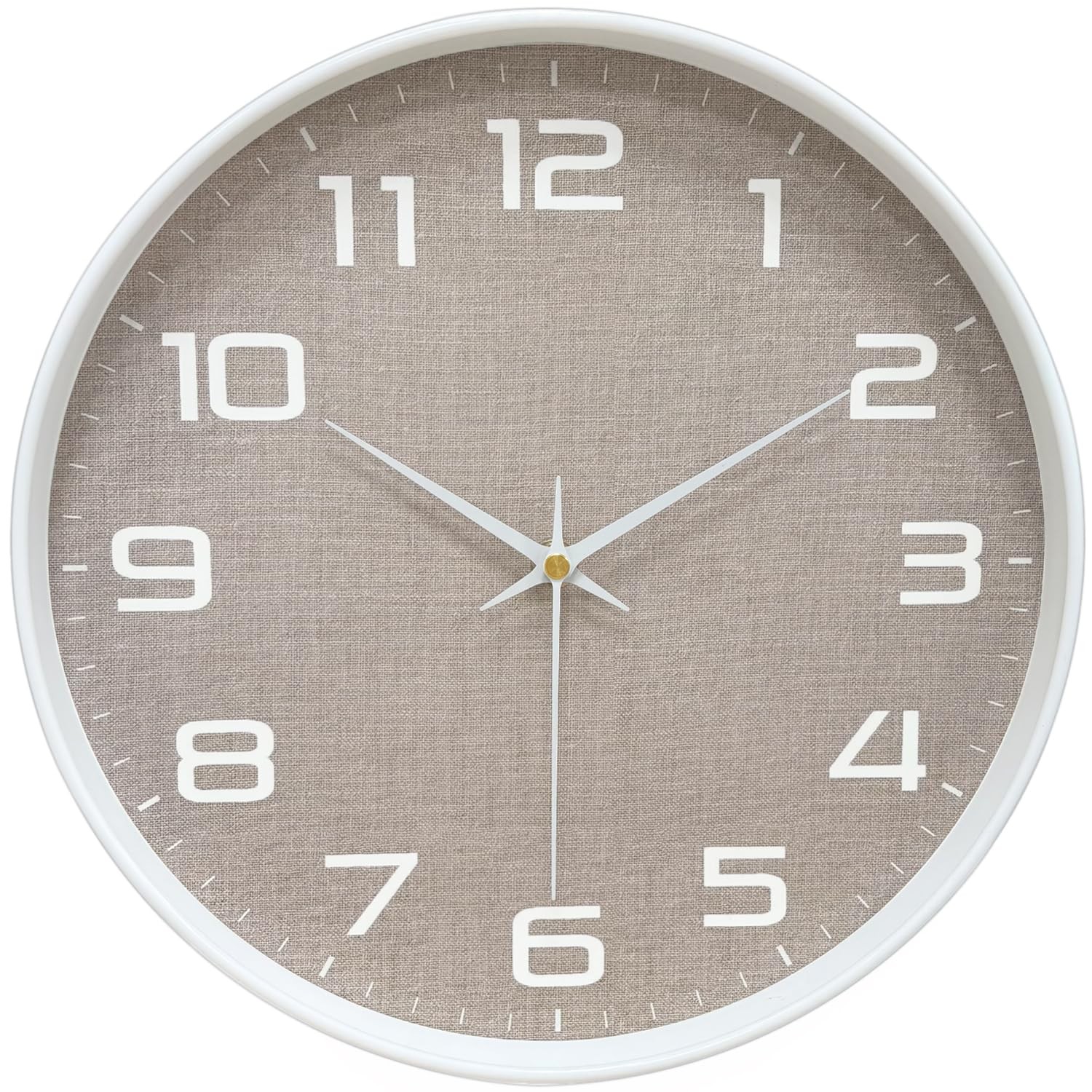 8 Inch Modern Wall Clock Silent Non Ticking Quartz Analog Burlap Texture