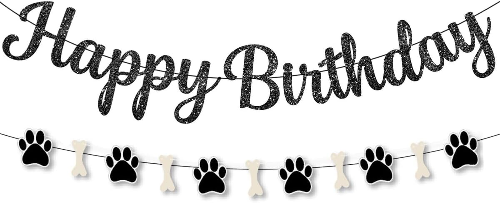 Dog Paw Happy Birthday Banner Dog Themed Banner Decoration for Birthday Party Su
