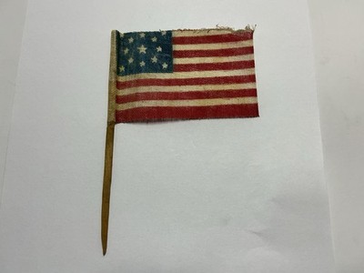 1870s  Gauze Linen Gar Parade Flag Centennial Celebration Tremont Pa 13 stars 
