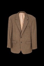 Vintage Polo Ralph Lauren Houndstooth Tweed Blazer 42R Lambswool Brown 2 Button
