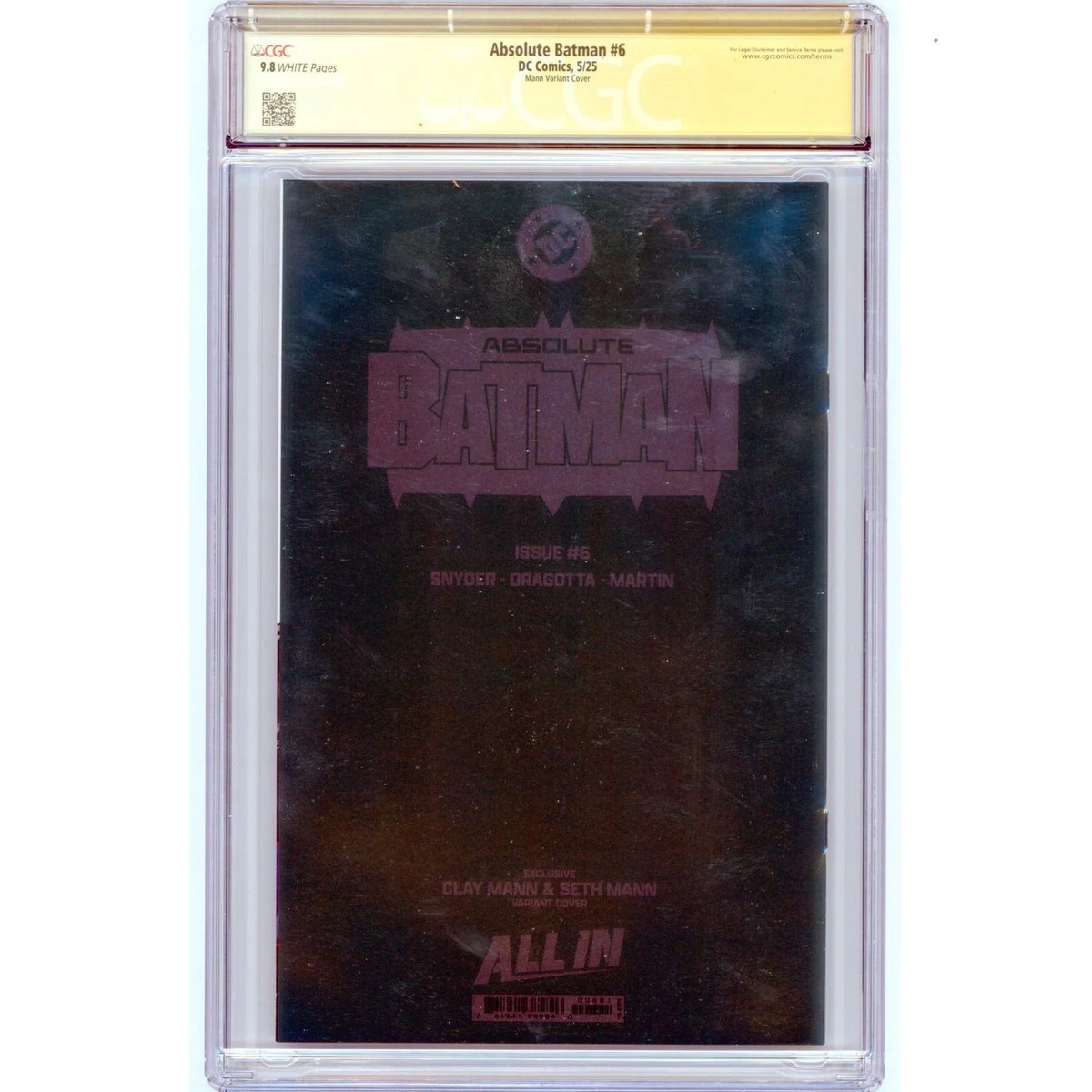 Absolute Batman: #6 [Mann & Snyder CGC 9.8 Signature Series Foil