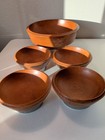 Vintage Hellerware Salad Bowl Set Danish Modern Style Wood Chrome MCM Boho — photo 2