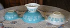 Set of 4 PYREX Amish Butterprint Cinderella Nesting Mixing Bowls Turquoise