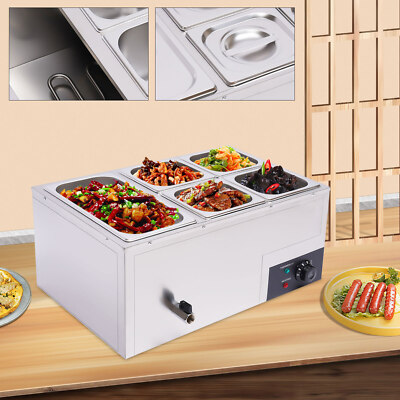 Commercial Food Warmer Stainless Steel Buffet Food Warmer 5-Pan 600W US
