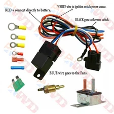 Electric Cooling Fan Thermostat Relay Kit Sensor Temperature Switch Wiring