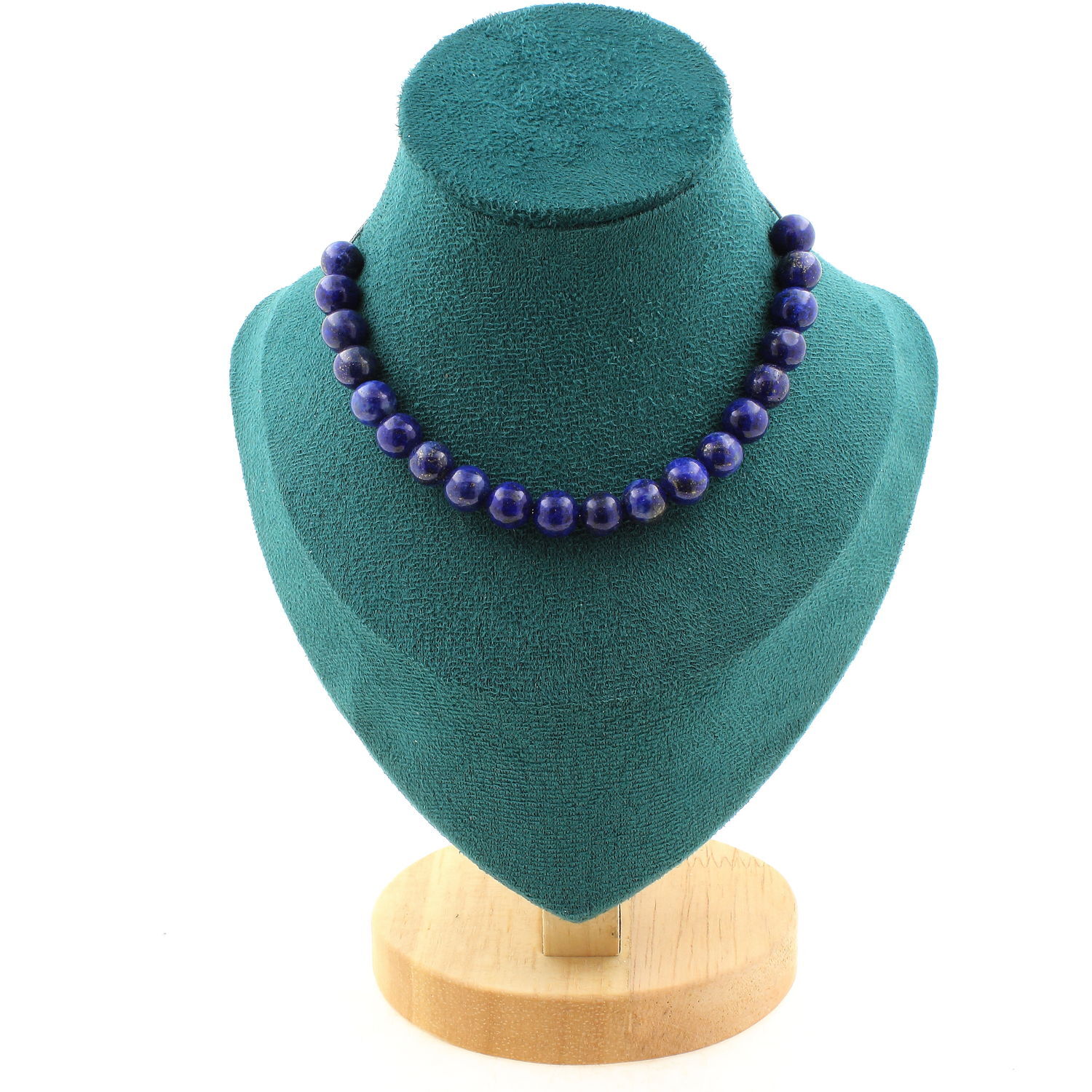 Collier en véritable Lapis Lazuli 8 mm avec chaine en acier, l'idée cadeau femme idéale