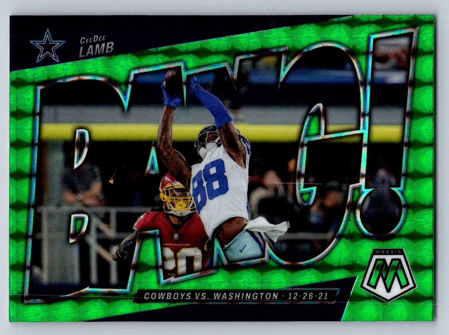 2022 Panini Mosaic #B-12 CeeDee Lamb Cowboys Prizm Bang! Mosaic Green