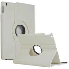 Leather Flip 360° Rotating Portfolio Case Cover for iPad Air 1/Air 2 Cream WHITE