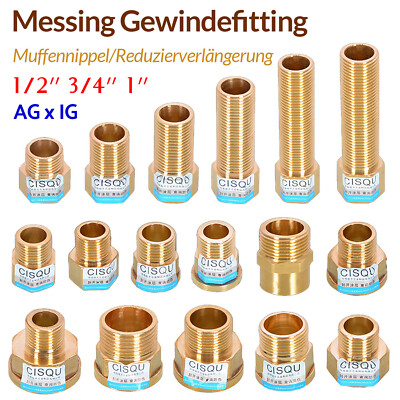 1/2 bis 1 Zoll IG zu AG Messing Gewindefitting Muffennippel/Reduzierverlängerung