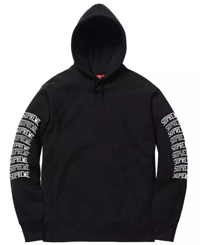 Sweat shirt à capuche arc à manches Supreme noir taille grand sweat à capuche SS17