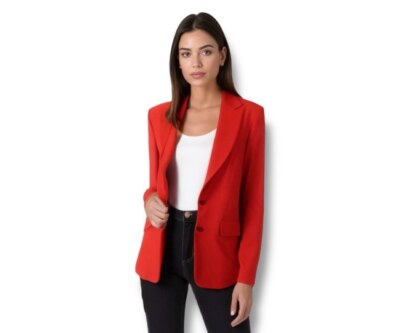 MONDI Red Women's Blazer, Label says 42 Fits like oversized 6 or true to size 8