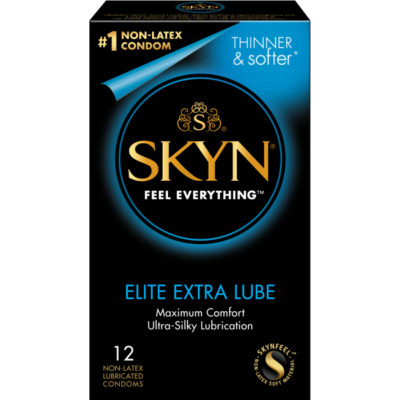SKYN Elite Extra Lubricated Ultra Thin NON-LATEX Condoms + Silver Pocket Case