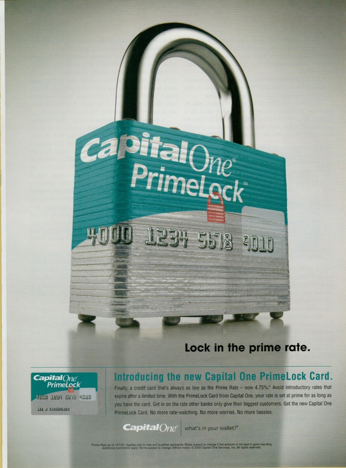 2004 CapitalOne PrimeLock Credit Card What's In Your Wallet Vintage